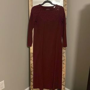 J Jill Sleep Dream Supima Cranberry Lace Nightgown
